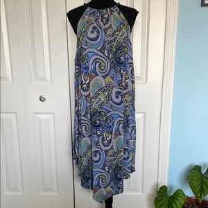 Westport 2X Blue and Colorful Paisley Patterned Fun Summer Dress